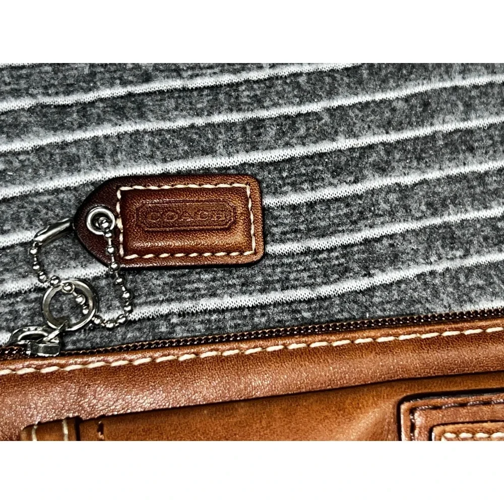 Coach Vintage Brown Leather Buckle Front Zipper Clutch Bag